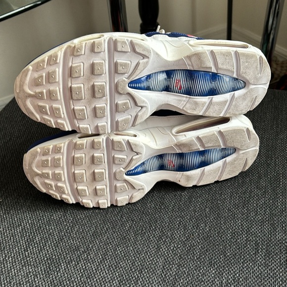 Nike Air Max 95 White Deep Royal Blue Gym Red - Picture 7 of 12